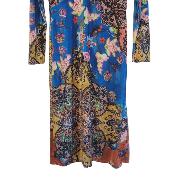 NEW Anthropologie Floral Paisley Velvet Slim High Neck Midi Dress - XS - Picture 13 of 14